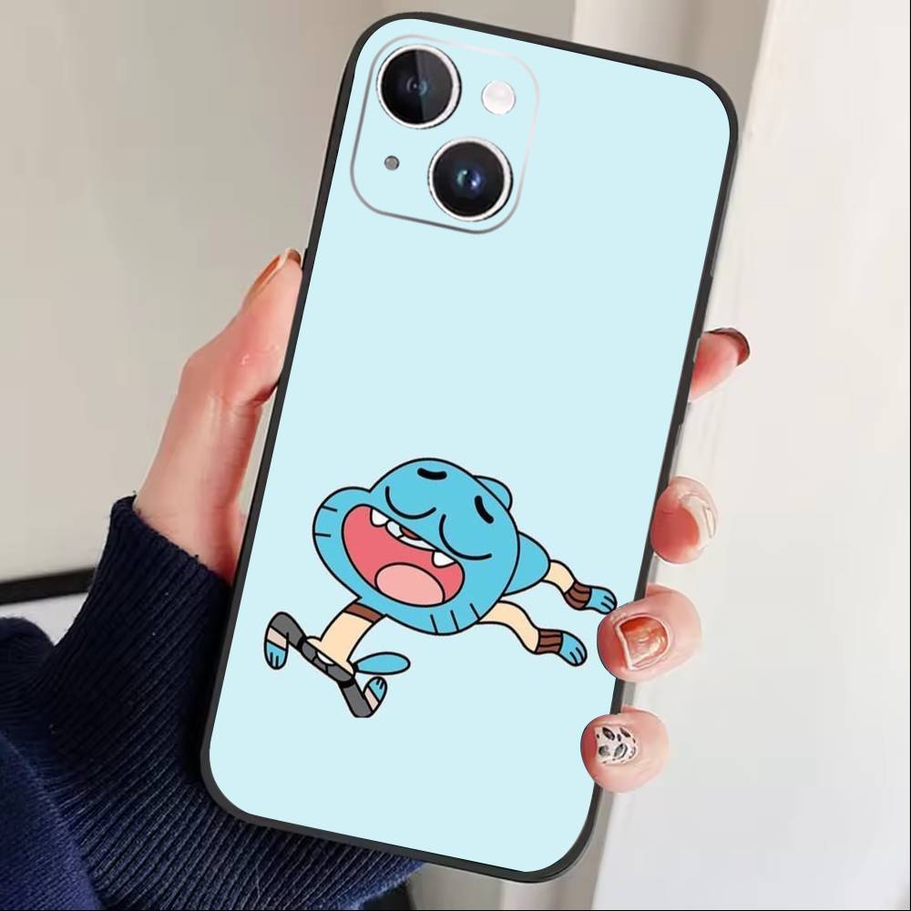 D-Gumball and Darwin Phone Case For iPhone 17 16 15 14 13 12 Max Plus Silicone Black Cover