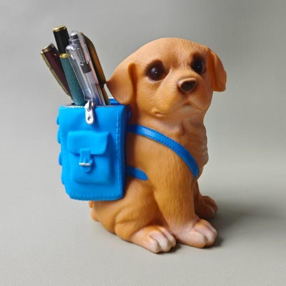 Waterproof Puppy Backpack Pen Holder Creative Stationery Storage Box Dog-Shaped Pencil Cup  Boys