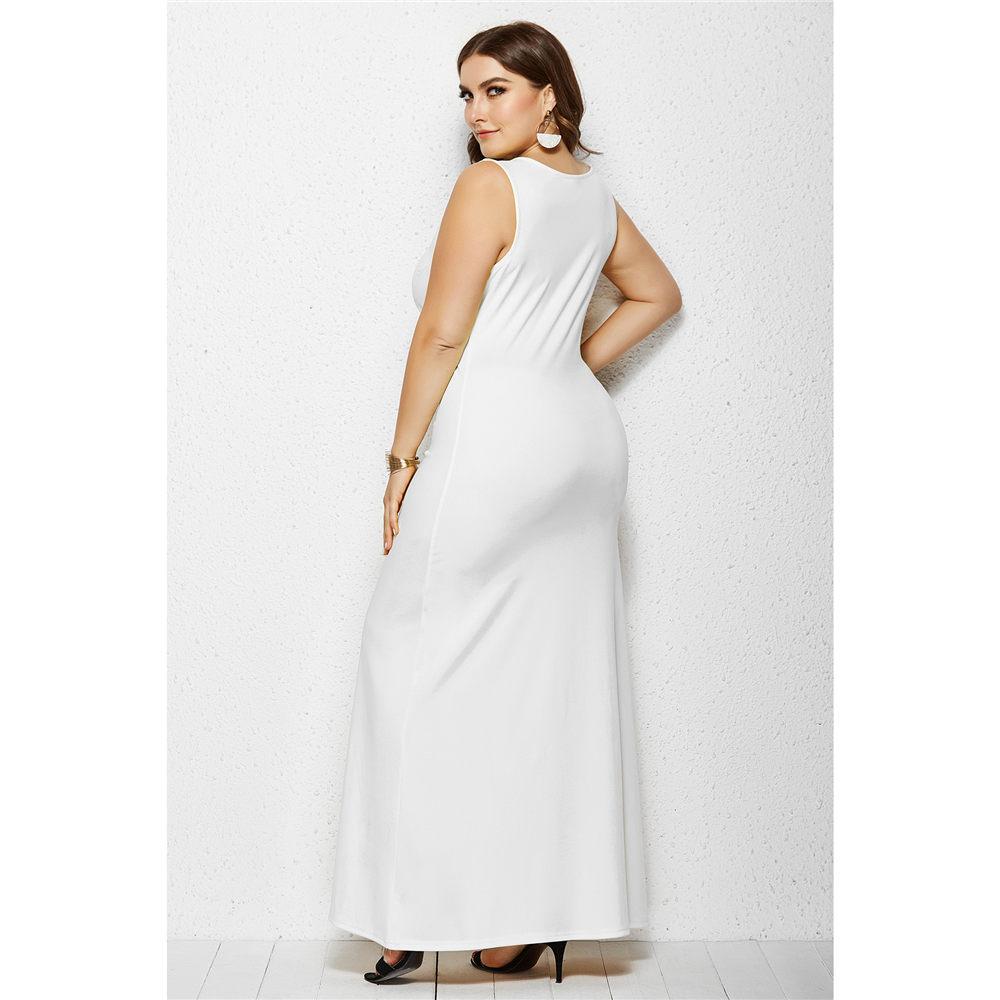 Women Sexy Sleevesless Plain Maxi Dresses Casual Long Dresses Summer Beach Round Neck Long Dress Oversize