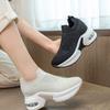 Fashion 8CM Air Mesh Platform Sneakers Wedge Crystal Shoes White Black Height Increased High Heel for Women Slip On Shoes Vulcanized New