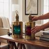 Brass Ship Lantern Table Lamp with Red Green Glass, Nautical Marine Light