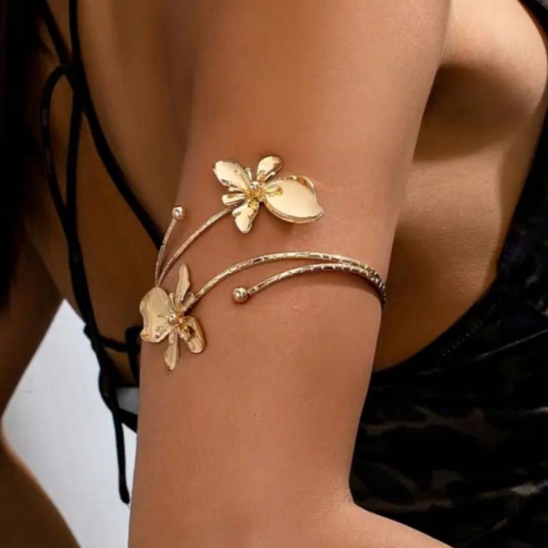 6pcs/Set Minimalist Metal Arm Cuff Bracelet, Adjustable Armlet, Suitable for Daily Wear, Street Style and Vacation