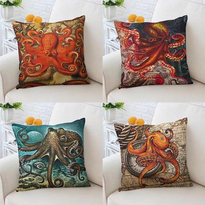 Pillow Cover Octopus   3D Imprinted Lettering Sofa Car Home Decor Cushion
