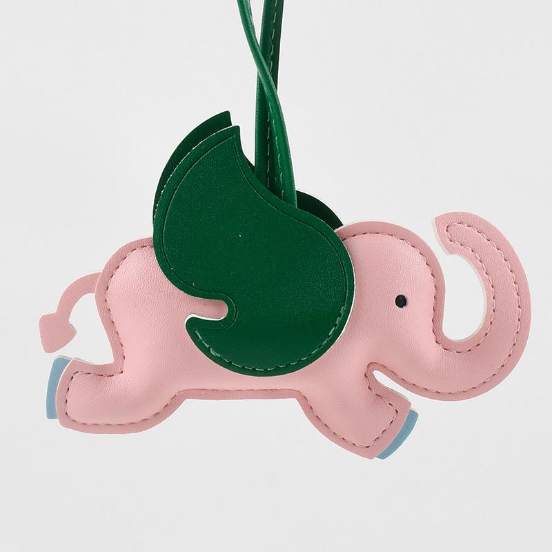 Maskottchen Elefant Benutzerdefiniertes LOGO Schlüsselanhänger Blankes Leder Lasergravur Autoschlüsselanhänger 3D Niedlicher Fliegender Elefant Personalisierter Anhänger Geschenk