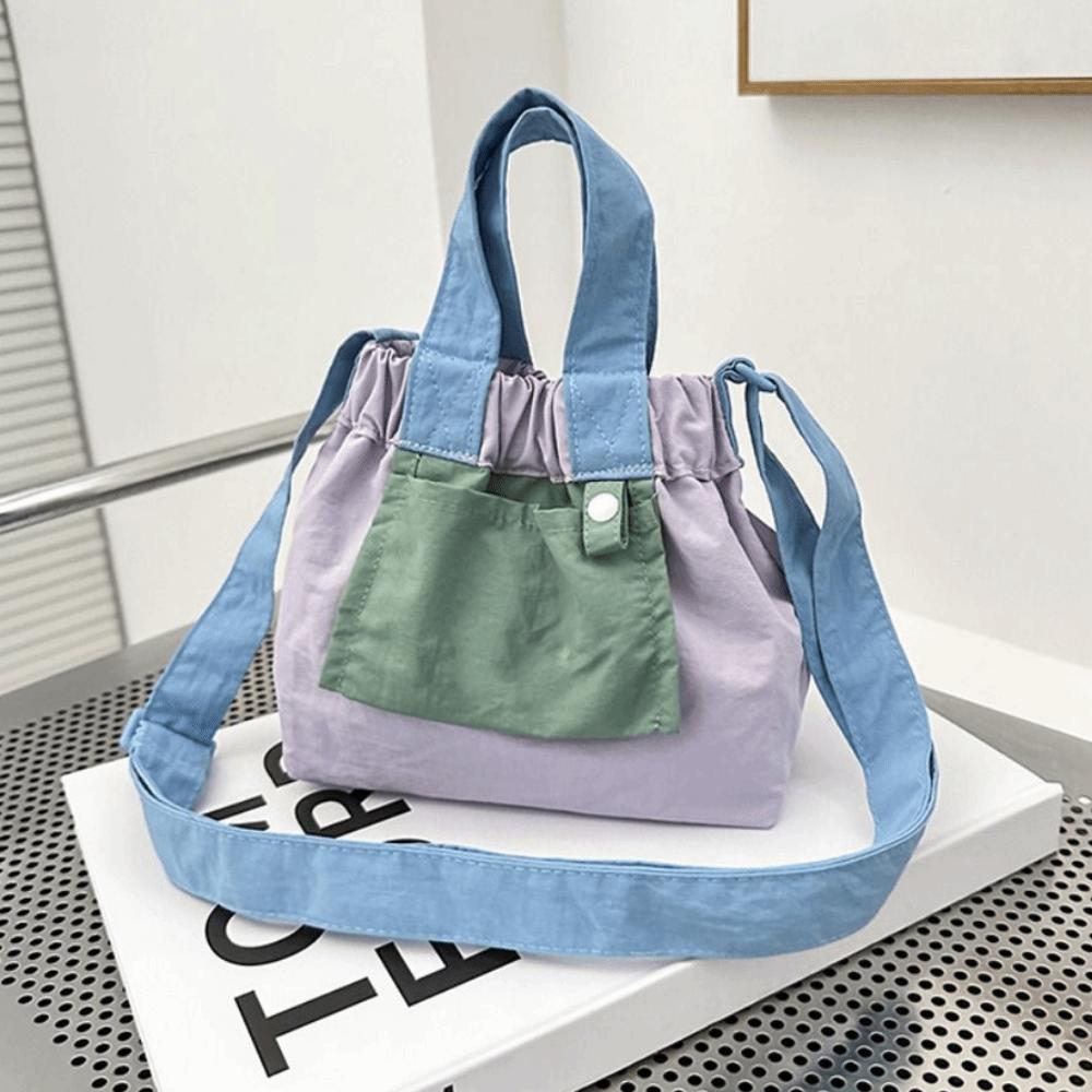 Ruched Design Casual Handbags Lightweight Crossbody Bag Fashion Nylon Shopper Purses  Commuting