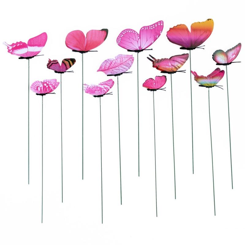 12X Lifelike 3D Butterfly Stakes for Flower Pot Indoor Outdoor Yard Garden Decor