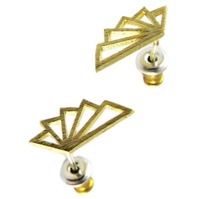 [Q1358] - Handmade 'Origami' (fan) Earrings In Gold - 13x5 Mm