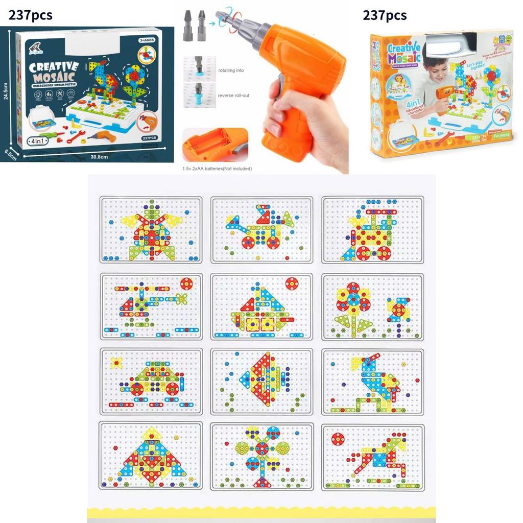 Fesselndes DIY Elektrische Bohrmaschine Schraubenmontage Puzzle Baustein Lernspielzeug für Kinder