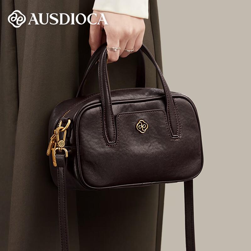 Aodijia Women s Vintage Leather Bowling Handbag & Crossbody