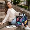 Fashion Feather Pattern Tote Bag Lightweight Casual Daily Handbag for Outdoor Shopping Work Use