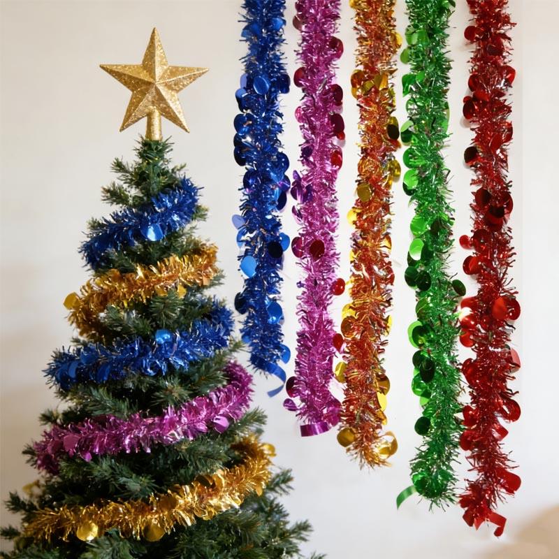 3/5PCS Christmas Tree Decoration Ribbon Garlands Christmas Tree Hanging Colorful Round Christmas Birthday Party Decoration