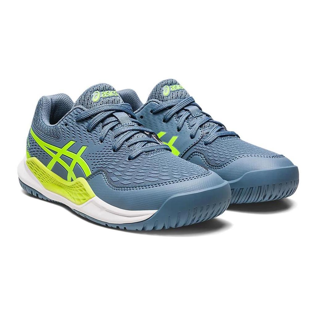 Asics Gel Resolution 9 GS Steel Blue Hazard Green Kids Sneakers 1044A067-400