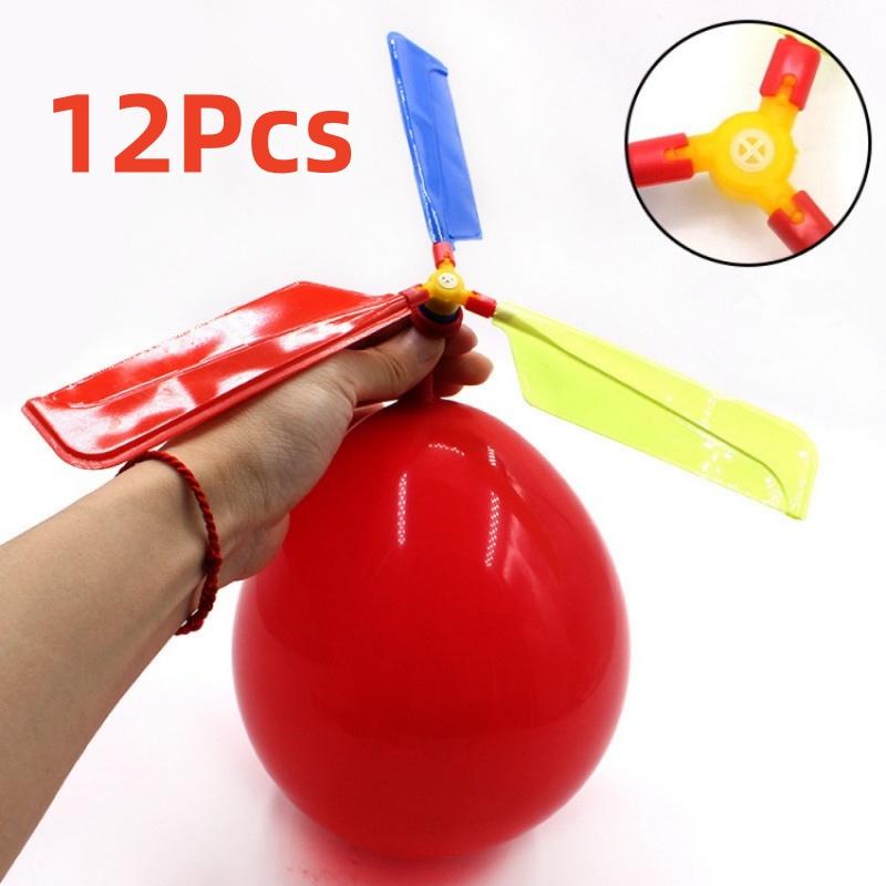 1/6/12Pcs Balloon Helicopter Flying Toy Funny Balloon Helicopter Flying Outdoor Playing Diy Educational Kids Inflatable Toys