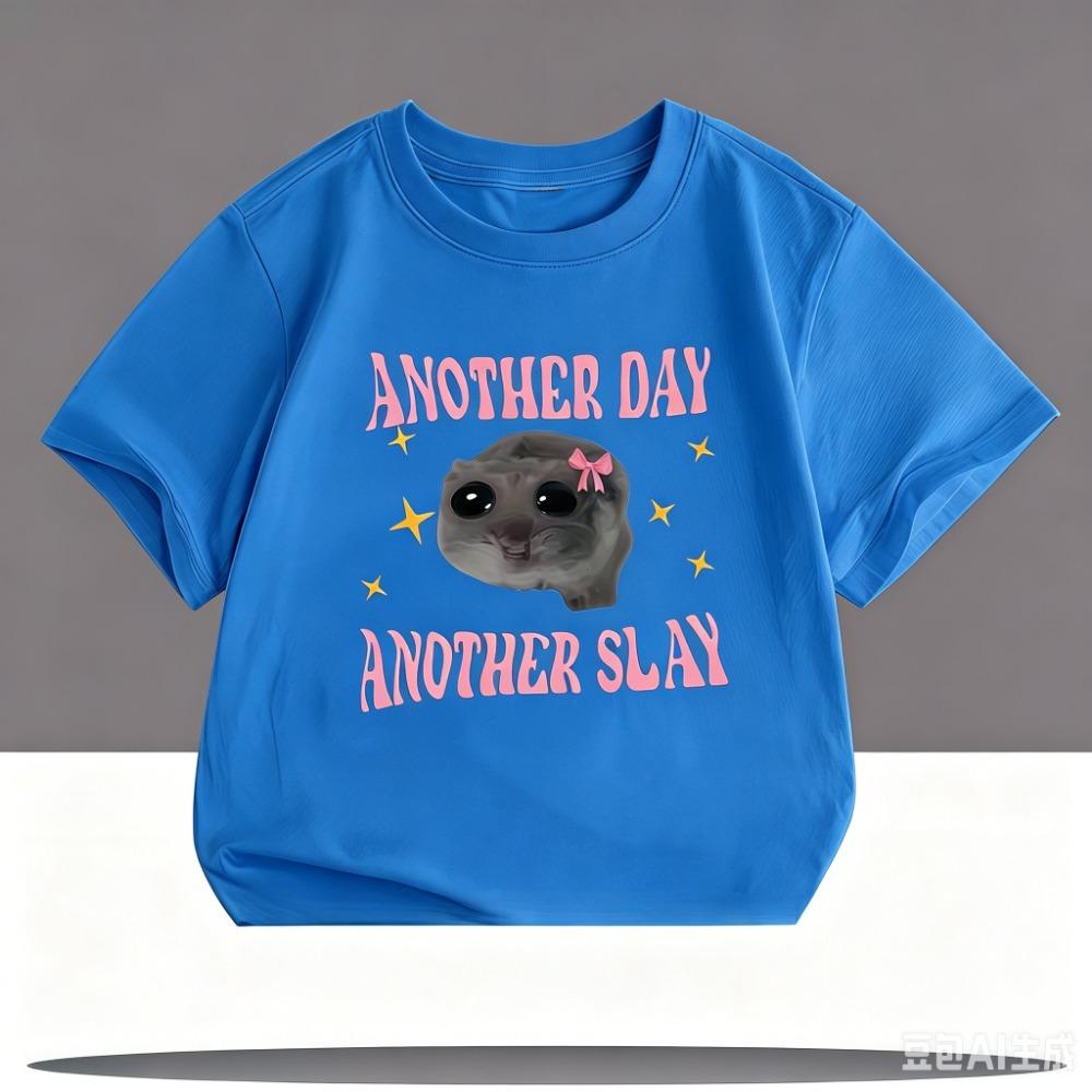 Another Oay Children Cartoon Print T-shirts Summer Girls Casual Fashion Kawaii Colorful Short Sleeve Tops Kids