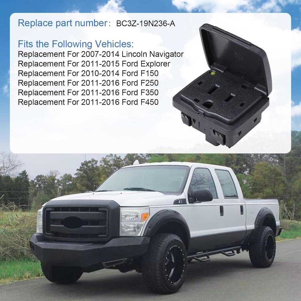 Center Console Power Outlet Socket Plug Compatible with 2011-2015 Ford Explorer 2010-2014 Ford F-150 2011-2016 Ford F-250 F-350 F-450 Super Duty