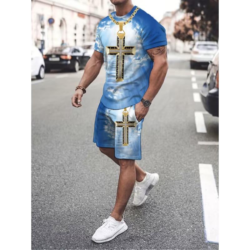 

Men s summer T-shirt two-piece set S