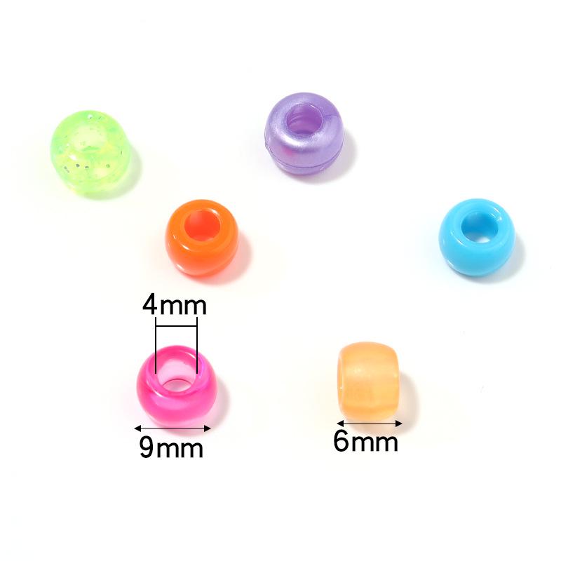 "100 Pcs Large Hole Transparent Frosted Barrel Beads - Colored Onion Powder Plastic Pony Beads for Dreadlocks and Wigs"