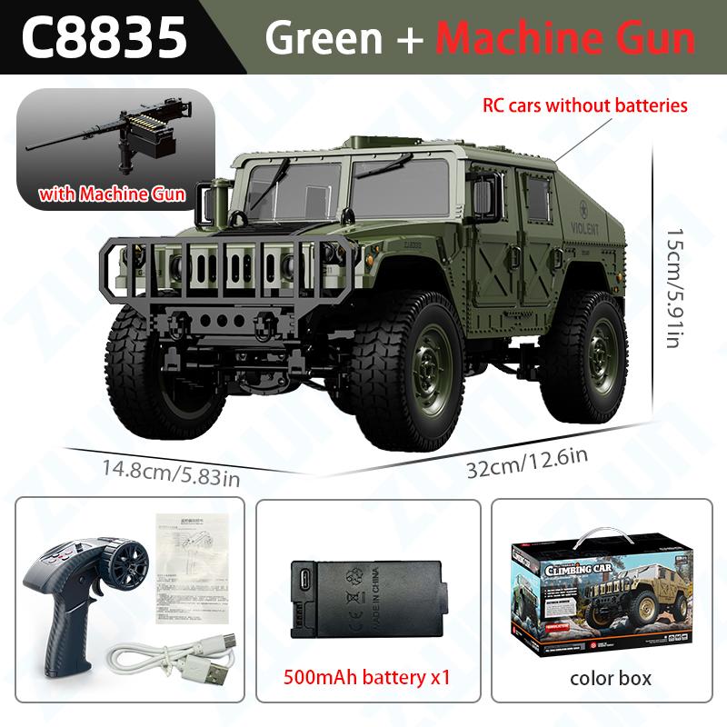 C8835 1:14 2.4G RC Car Simulation 4x4 All-terrain Off-road Climbing Vehcile Remote Control Military Jeep Toy Best Gift for Kids