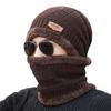 Scaldaorecchie Invernali da Uomo e Cappello in Maglia di Velluto con Protezione per il Collo Ispessita - Set da Due Pezzi