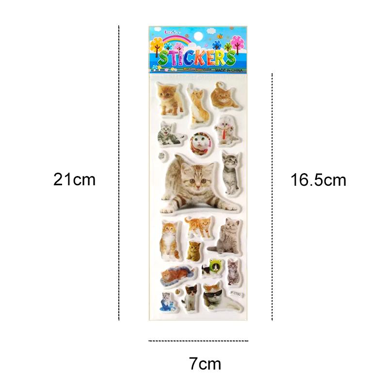 6 Sheets 3d Pet Dog and Cat Stickers for Car Styling Scrapbook Animal Bubble Reward Stickers for Kids Gift for Boy Girl Toy