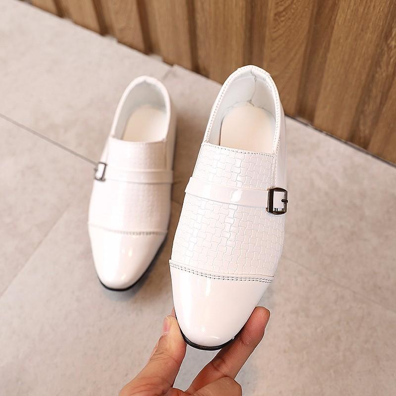 

Kids Boys Girls Leather Shoes Students Boys Girls Soft Bottom Performance Shoes Black Fashion Flower Kids Ceremonial Footwear 24