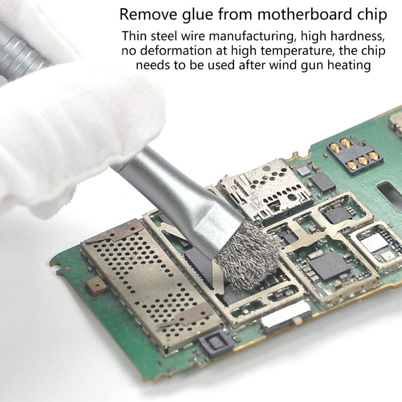 4Pcs Wire Bristles Brushes Replacement Heads for Motherboard IC Glues Removal and Mobile Phone Repair Chip Protective