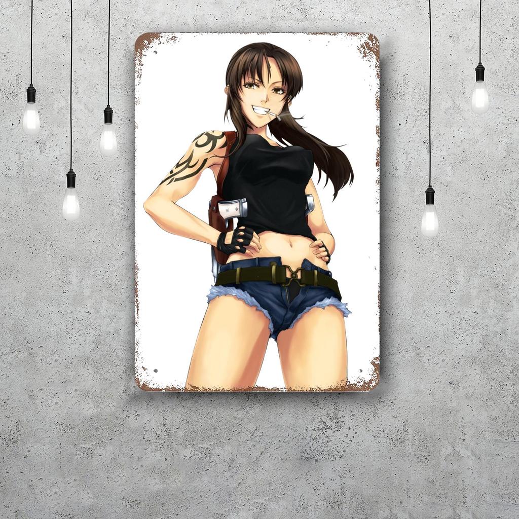black lagoon 3 cartoon Decor Vintage Metal Signs Tin Signs Captain Poster Decor for Bar Pub Club Man Cave Wall Decoration