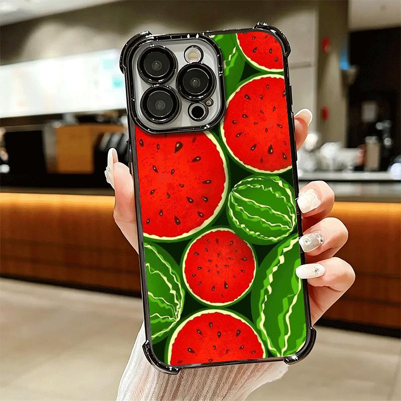 Watermelon Summer Fruit Soft Phone Case For iPhone 15 16 17 Air 14 Pro Max 16E Plus 13 12 Mini Plating Anti-Fall Fundas