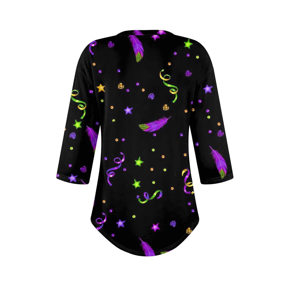 Womens T Shirts 3/4 Sleeve Shirts Solid Color Pullover Summer Spring Tops Blouses
