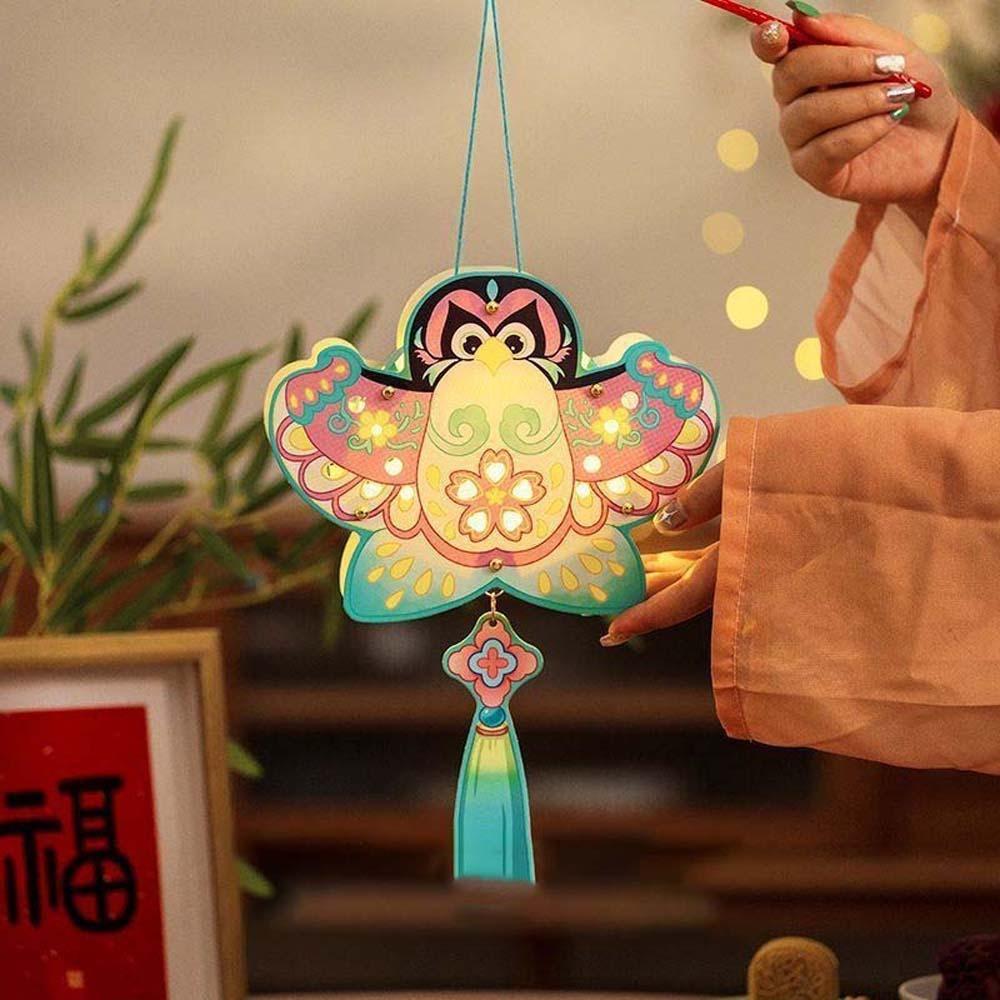 Battery Glowing Rabbit Light Handmade Chinese Flower Lamp DIY Paper Lantern School Style 6