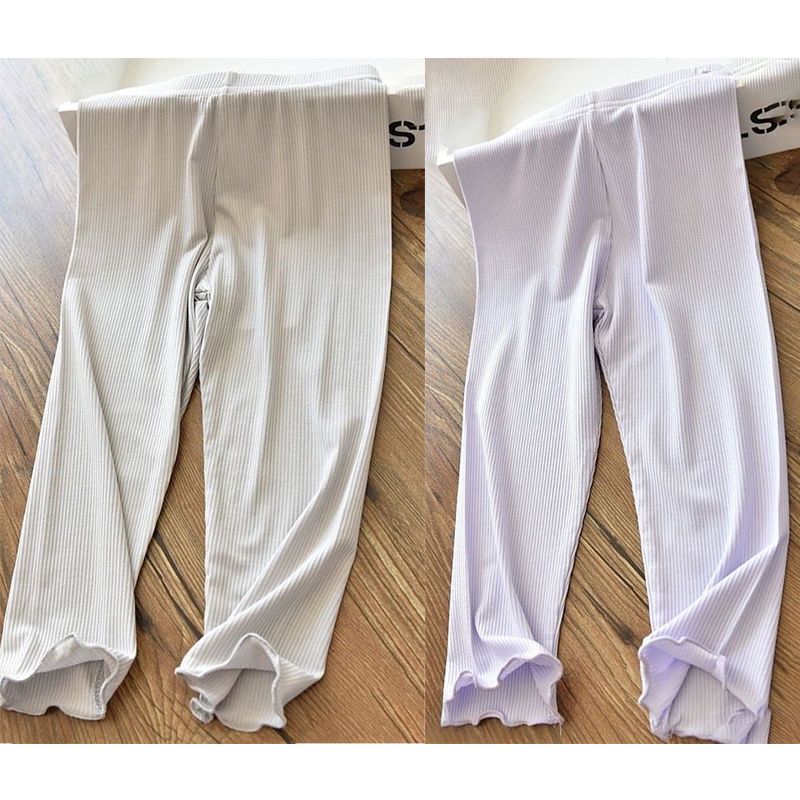 Girls' Mosquito Proof Pants with Fungus Edge Elastic Ice Silk Breathable Slim Fit Leggings for Children and Babies, Thin Pants for Summer