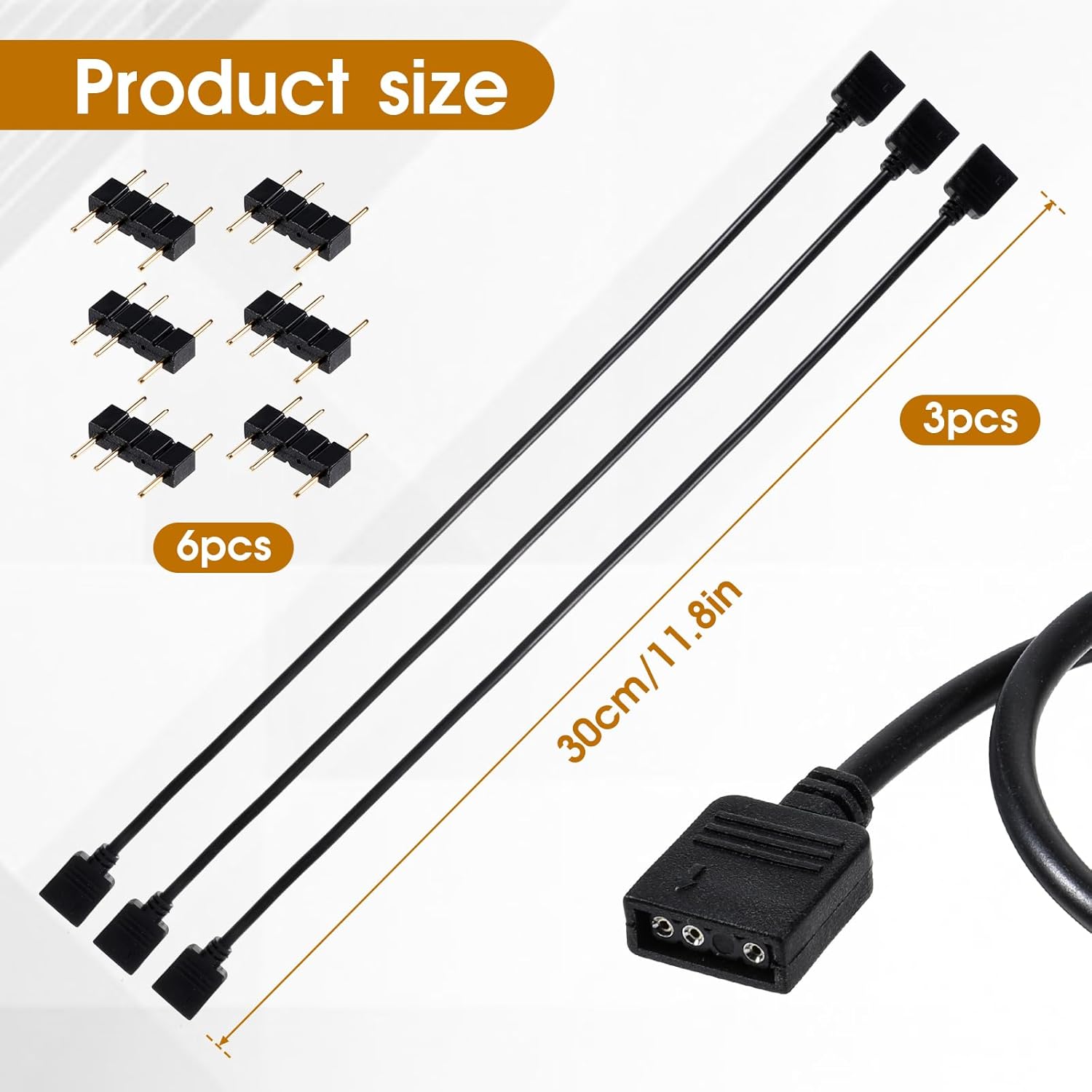 3 шт. Кабель-удлинитель ARGB 1-в-1 Разветвитель ARGB 5V 3-контактные Адресные RGB-кабели-Разъем-удлинитель Female-to-Female 3 Pin Провод для