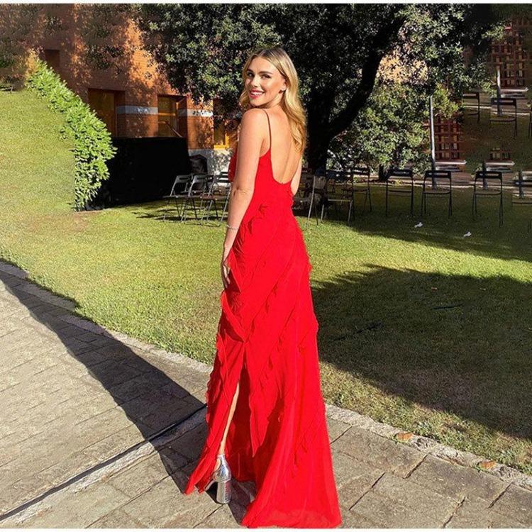 Elegant Sexy Dame Sommerkjoler Ryggløs Ermeløs Spaghettistropp Kappe Fest Klubb Maxi Kjole
