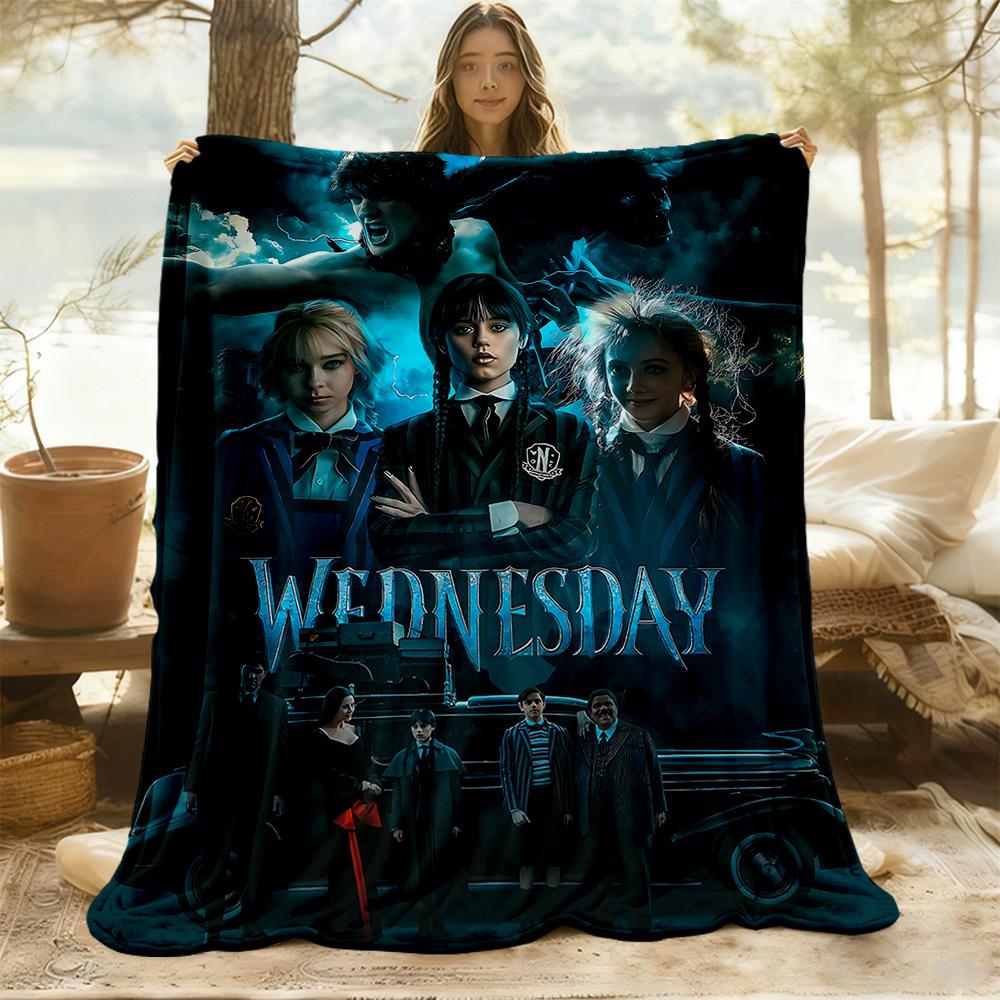 1pc Wednesday Outdoor Blanket Lightweight Flannel, Soft & Warm, All-Season Use for Sofa, Outdoor, Camping, Living Room, Office124