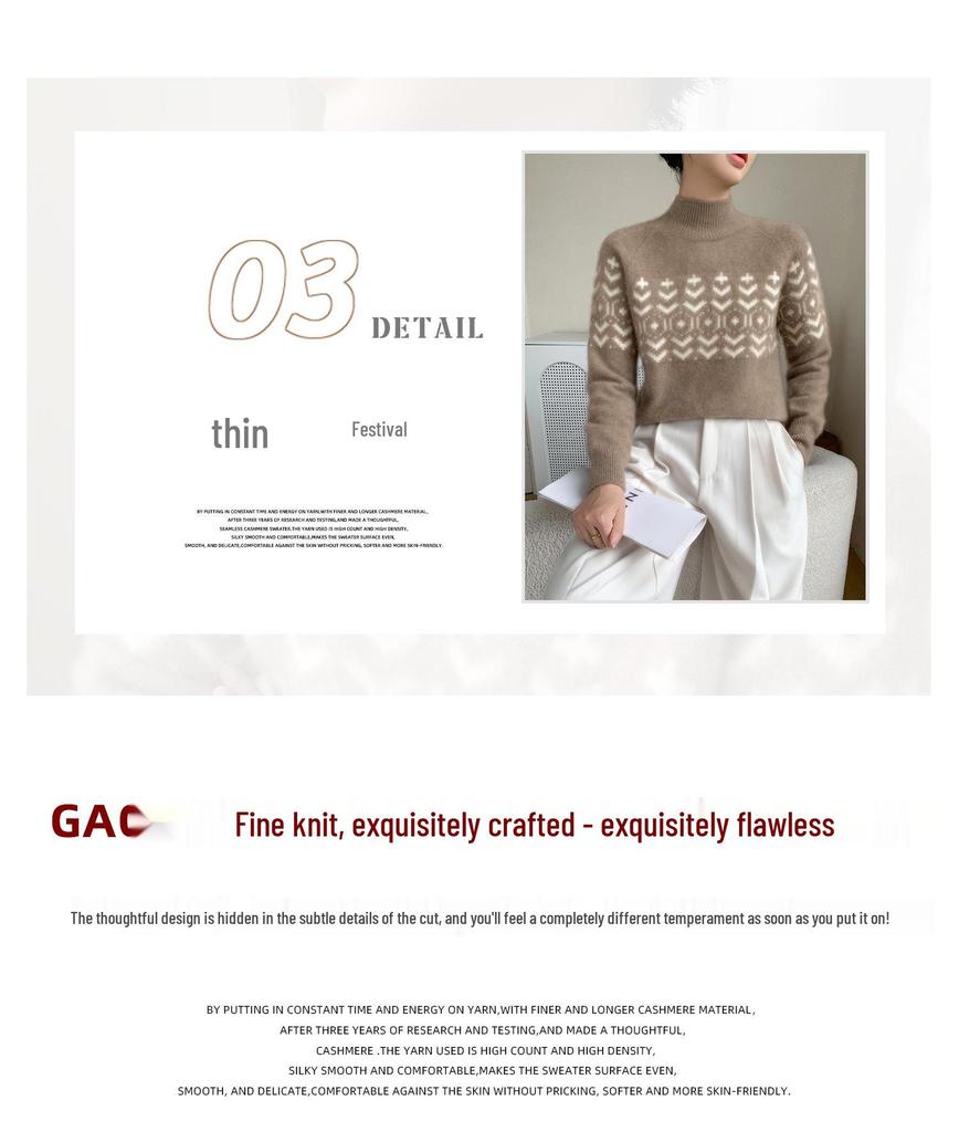 Autumn/Winter Women's Cashmere Knit Color Block Half High Neck Base Layer - Fashionable, Versatile, and Comfortable.