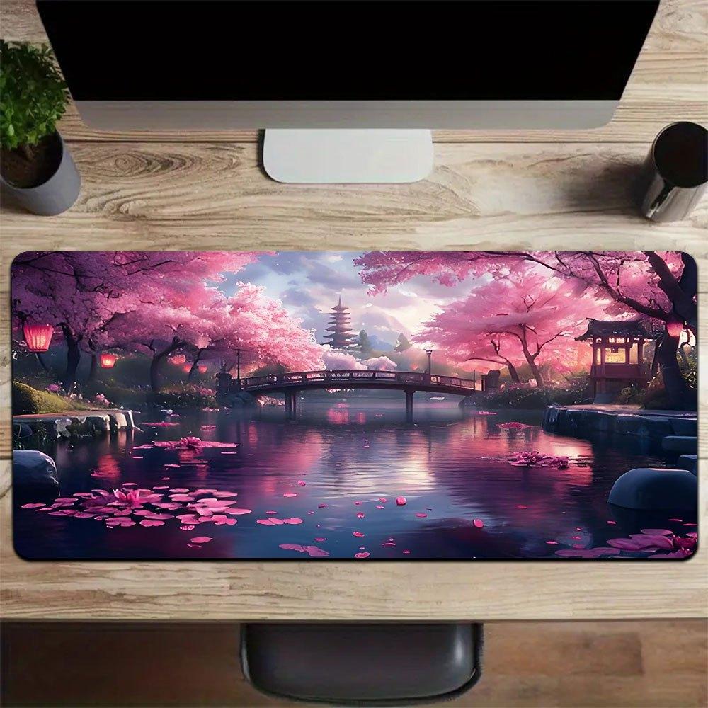 1 pezzo Tappetino Mouse Grande Fiore di Ciliegio Giapponese Tappetino Computer Tappetino Scrivania Tappetino Tastiera Ufficio Gaming Tappetino Tavolo