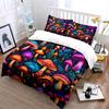 Colorful Mushroom Forest Pattern Bedding Duvet Cover Set Duvet Cover Pillowcases (1 * Duvet Cover 2 * Pillowcases, Without Duvet Insert)
