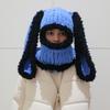 Handmade knitted long-eared rabbit head cover hat balaclava thermal hat European and American ski cold ear protection hat