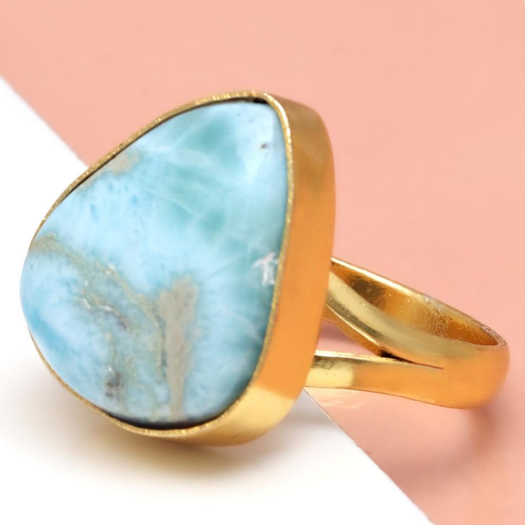 Larimar Gemstone Handmade Silver Jewelry  "10"