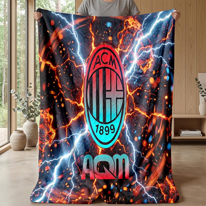 AC Milan Theme Blanket Soft Flannel Blanket Plush Throw Blanket Cozy Sofa Bed Blanket for Home Decor