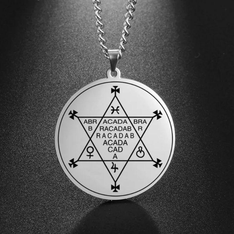 Dawapara Abracadabra Anhänger Abraxas Kabbalistische Magie Okkult Esoterisch Amulett Halskette Übernatürlich Edelstahl Schmuck