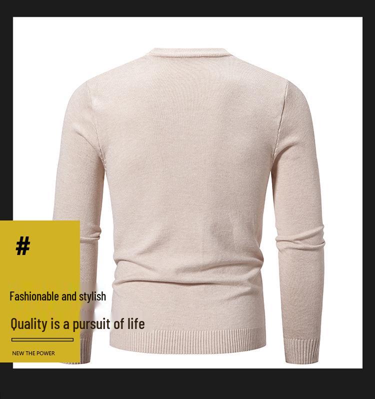2025 Men's Casual Round Neck Solid Color Fashion Sweater