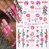 Nail Art Stickers, Valentine'S Day Romantic Love Lips Heart Love Lollipop Nail Stickers