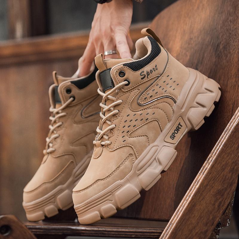 2025 Winter Men's Shoes Outdoor Casual High-top Shoes Men's Daily Platform Shoes Men's Warm Boots