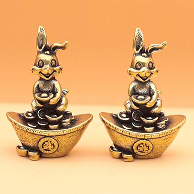 Anul Nou Chinezesc Figurine din alamă iepure Ornament de birou pandantiv cu breloc