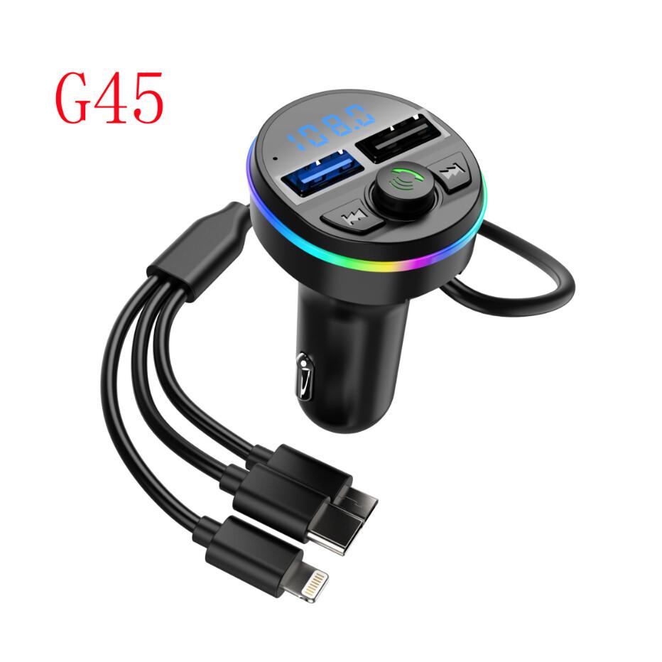 Autós gyorstöltő 3 az 1-ben kábellel Bluetooth 5.0 FM adóval autóskészlettel MP3 modulátor lejátszó kihangosító audio vevő iPhone-hoz Huawei Xiaomi-hoz