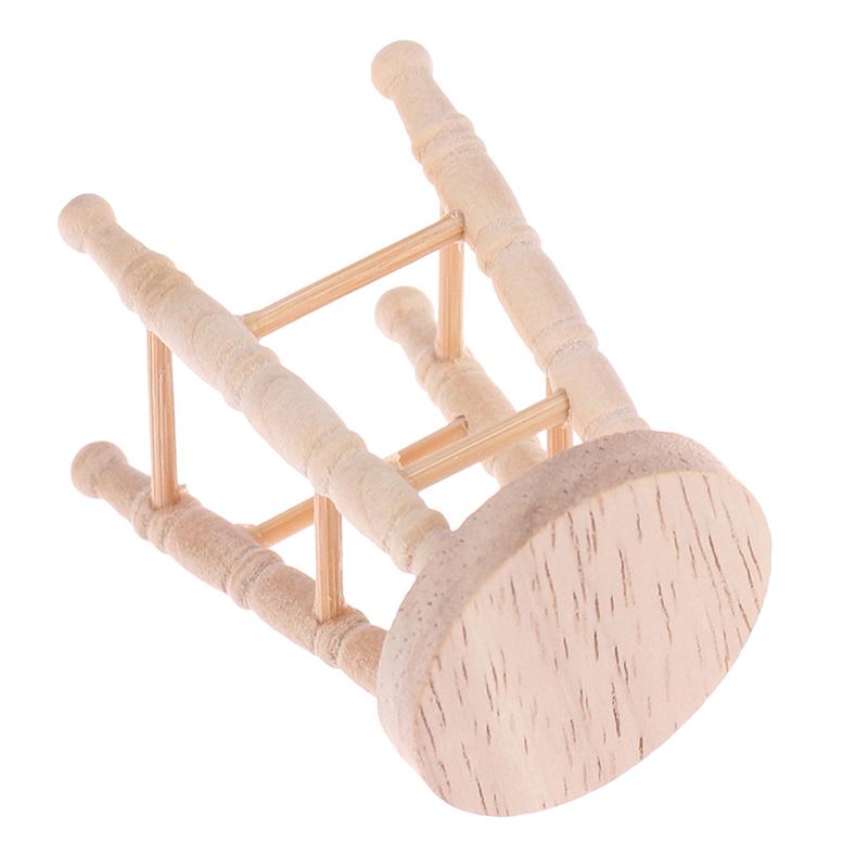 1Pcs Dollhouse Log Round Stool Mini Ornament