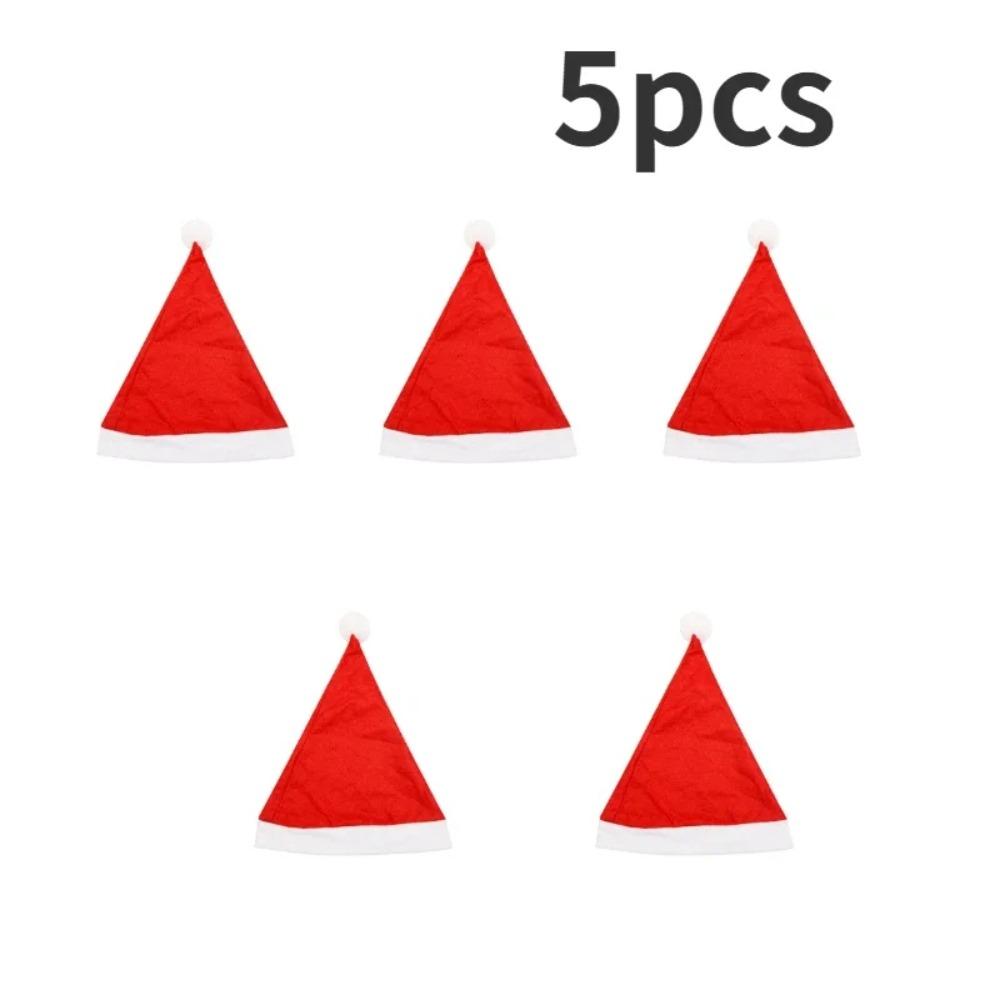 

Красные рождественские шапки для взрослых и детей из нетканого материала Санта-Клаус рождественские шапки кепка Веселого Рождества Нового года фестиваль украшения для вечеринки 5pcs-Adult version