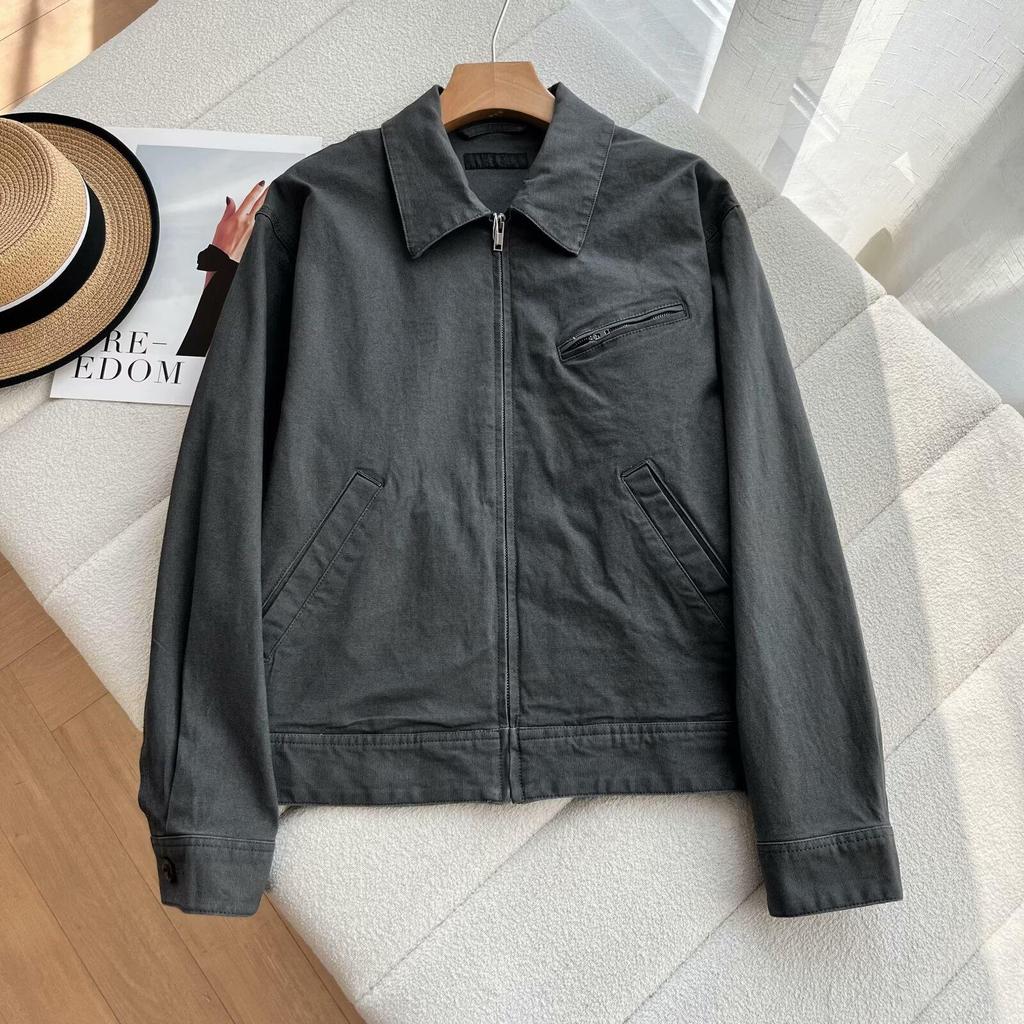 2025 Women's Summer Denim Loose Jacket with Turn-Down Collar and Zipper - Detroit Casual Style