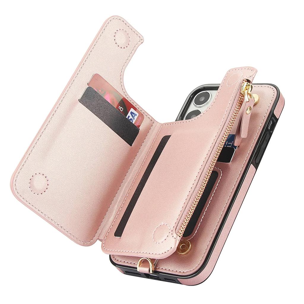 Wallet Case for iPhone 14/13/12/11 Pro Max 14 Plus/13/12 Mini/7/8/SE 2025 with Card Slot Holder, Magnetic Flip Folio Purse Case